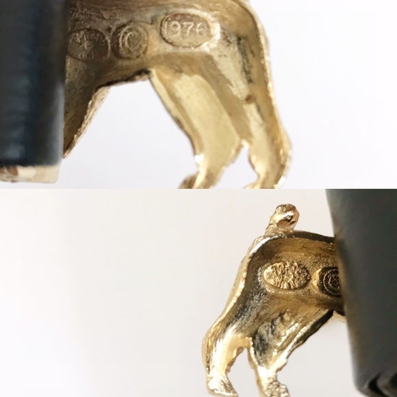 Vintage Mimi Di N Poodle Gold Buckle Leather Belt - Picture 7 of 8